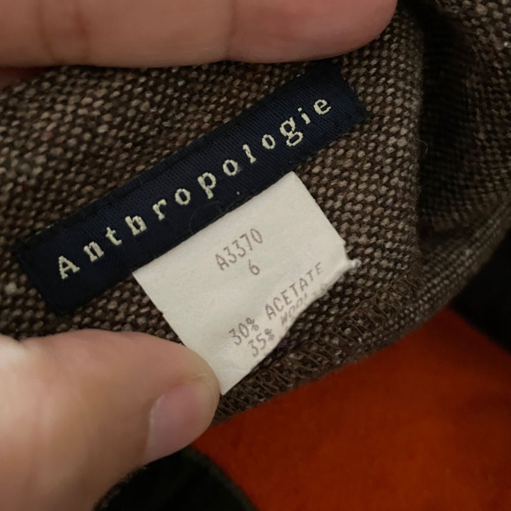 Anthropologie Brown Circle Patchwork Wool blend skirt Size 6 - Picture 4 of 5
